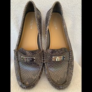 Coach Fredrica Gray Snake Leather Loafers sz 7